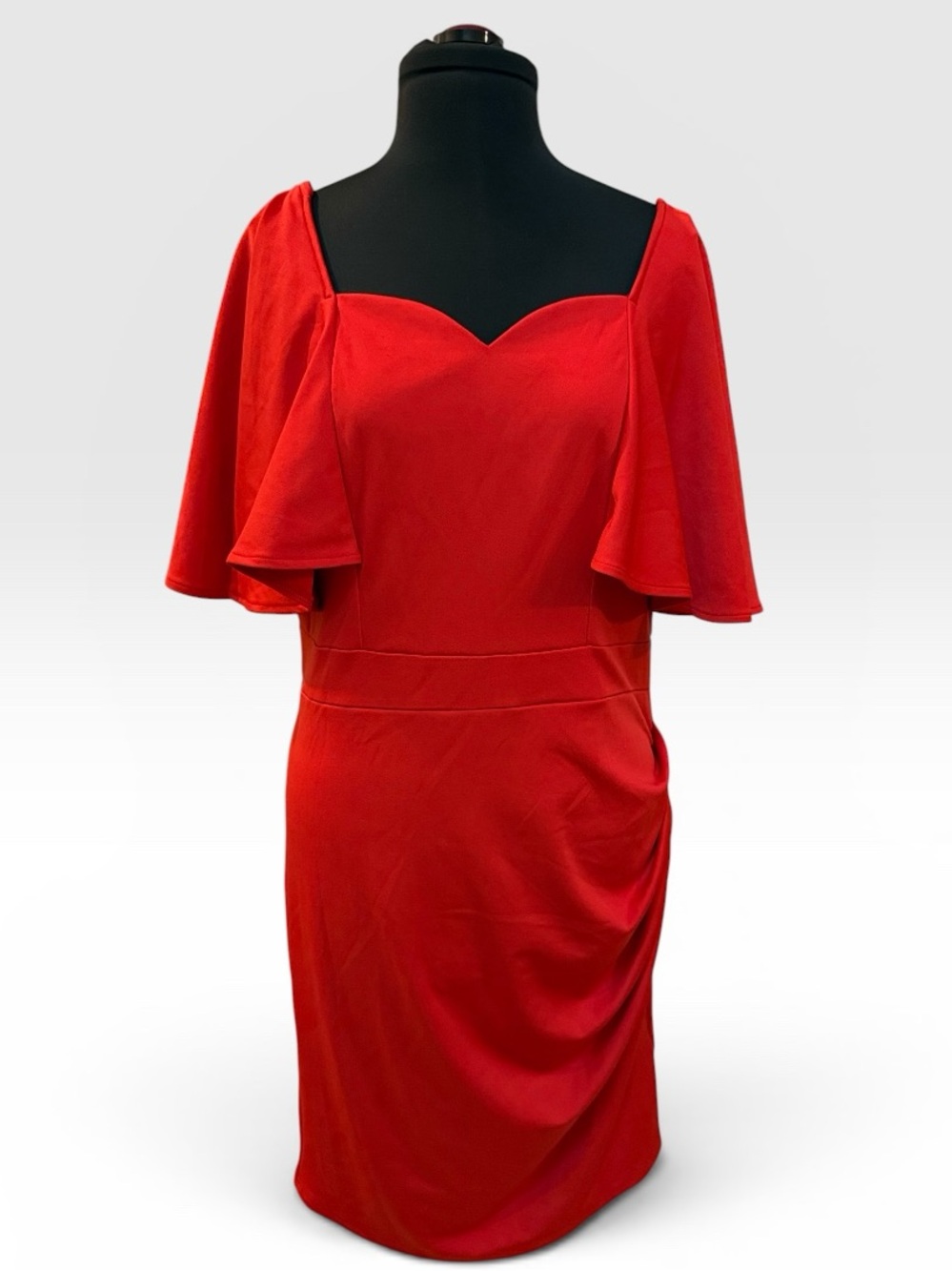 Grace Karin Red Midi Dress with Flutter Sleeves